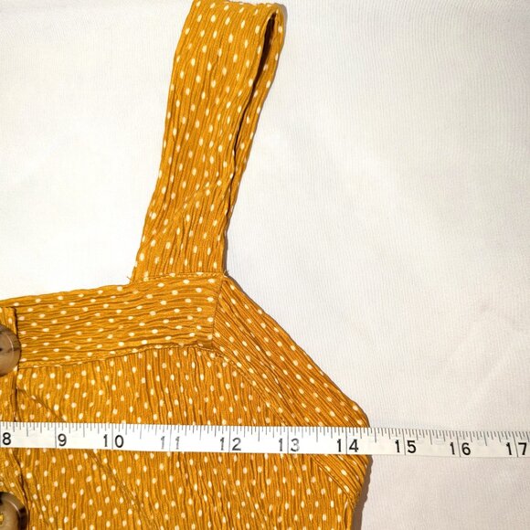 Mango | Cropped Wide Leg Polka Dot Jumpsuit in Mustard Yellow | Size Small - Picture 7 of 10